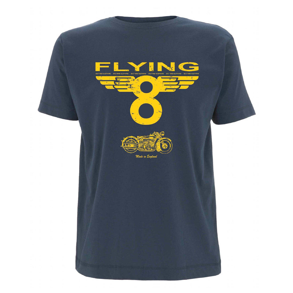 Flying 8 Motorcycle T-shirt - Denim Blue - Black Label